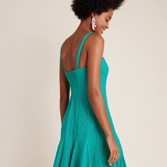 NWT Anthropologie Lelia Eyelet Green Midi Dress - Picture 5 of 9